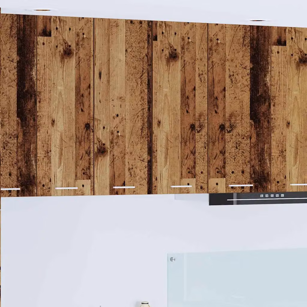 Set di 2 pensili da cucina vidaXL in legno ingegnerizzato e MDF, design moderno, colore bianco e marrone, con ante a battente e ripiani interni
