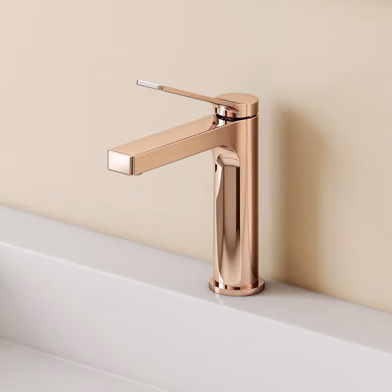 EMKE Rubinetto bagno oro rosa 195x173x46mm, ottone, cartuccia in ceramica, miscelatore bagno, miscelatore lavabo, miscelatore lavabo