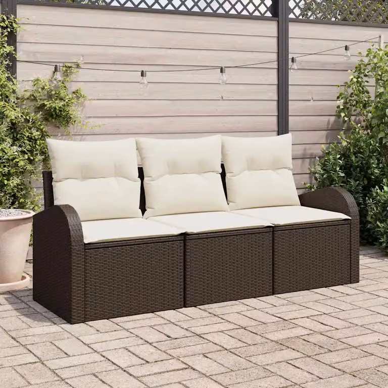 Set Divano da Giardino Moderno vidaXL in Polyrattan Marrone con Cuscini e Struttura in Acciaio Verniciato a Polvere
