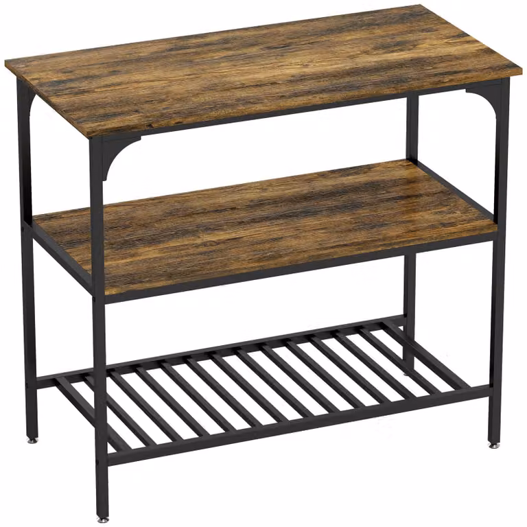 Scaffale per panetteria con 3 ripiani - Scaffale da cucina | Colore: Marrone, Nero | Dimensioni: 50x100x90 cm