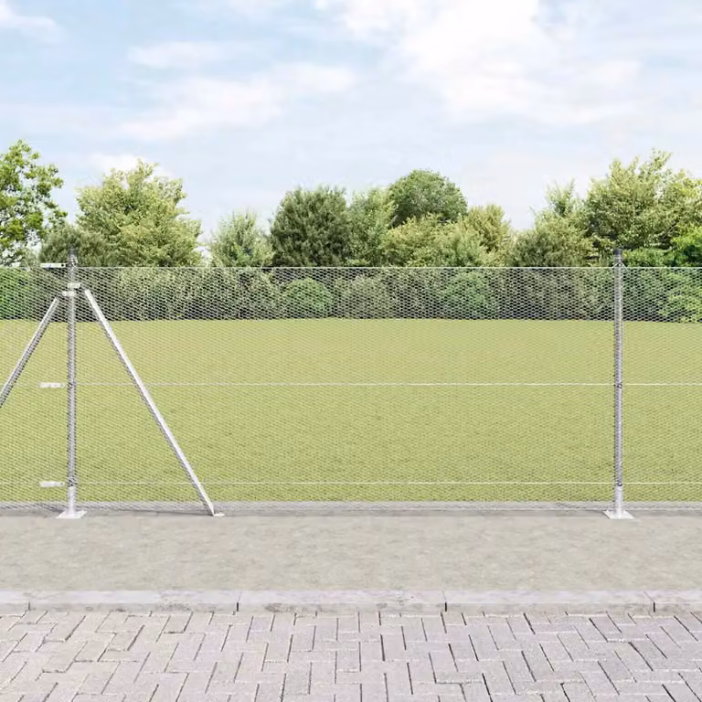 Recinzione esagonale vidaXL in acciaio galvanizzato con base in cemento, Argento, 25 x 0,8 m