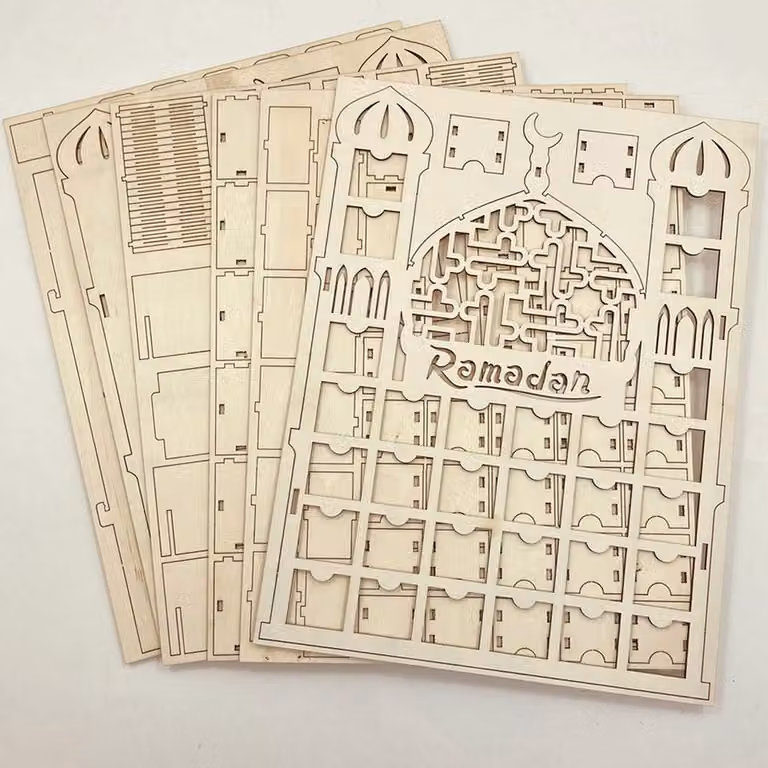 Calendario dell'Avvento Ramadan 2022 Eid Mubarak in legno con cassetti, decorazioni per il conto alla rovescia di 30 giorni