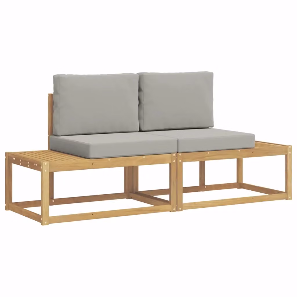 Set di 2 divani da esterno moderni vidaXL in legno e tessuto resistente ai raggi UV, Bianco e Grigio – 2
