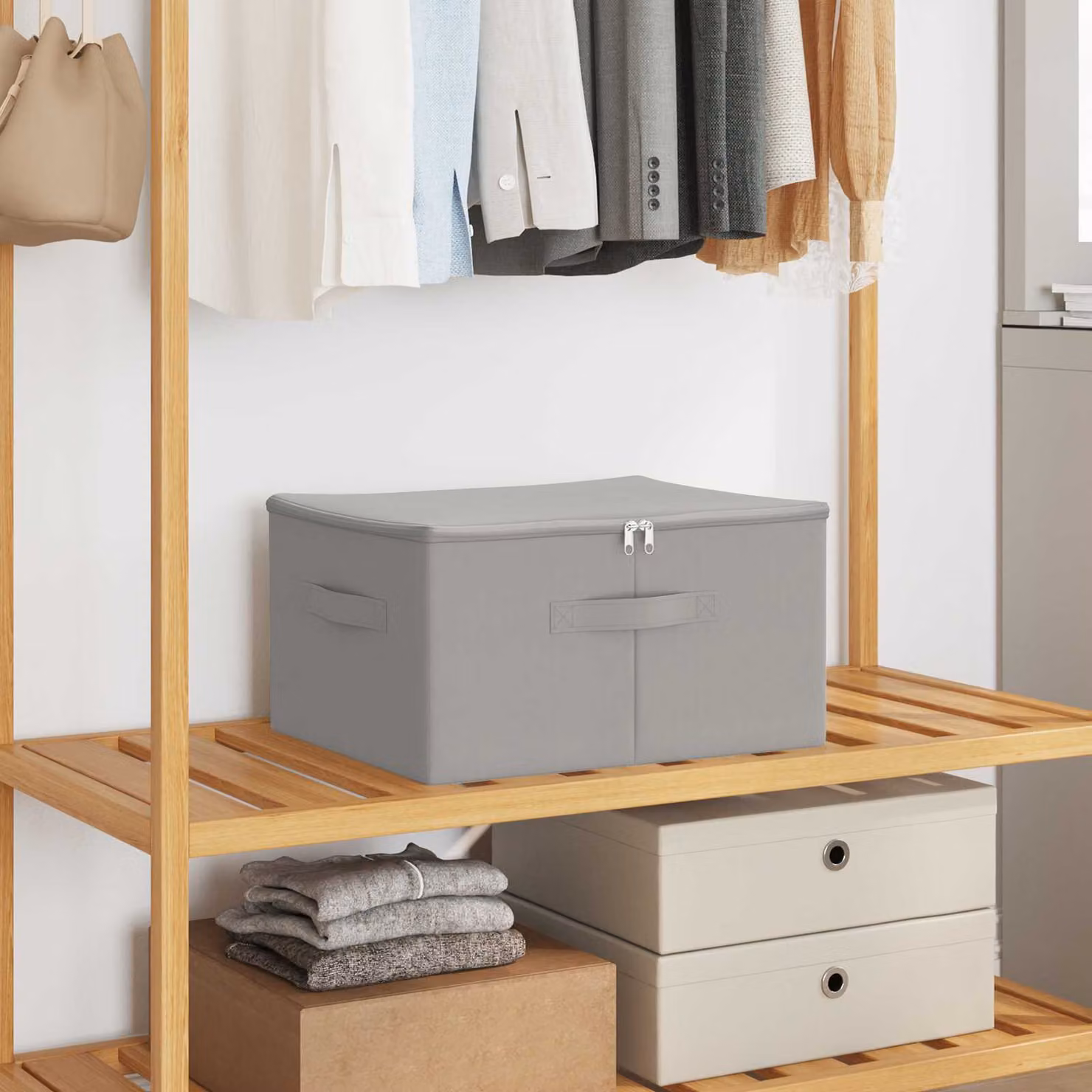 Set di 6 scatole portaoggetti pieghevoli vidaXL in tessuto non tessuto, colore grigio, L 43 cm x P 34 cm x H 23 cm