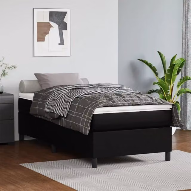 Giroletto a Molle con Materasso Nero 90x190 cm in Similpelle 3144578