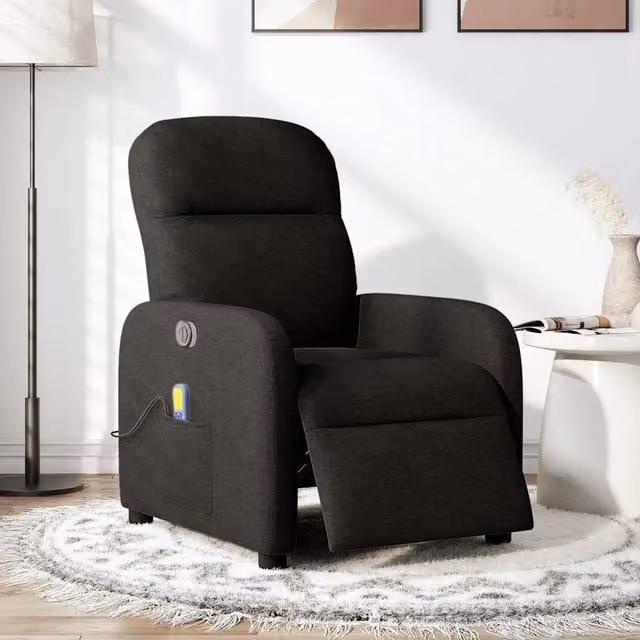 Poltrona Reclinabile Elettrica vidaXL in Tessuto Nero con Braccioli per Soggiorno