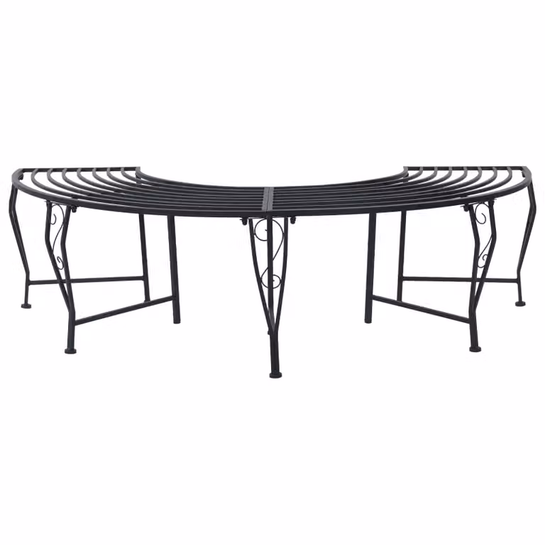 Panchina da giardino vidaXL per 4 persone in acciaio nero L: 150 cm, P: 80 cm, H: 44 cm