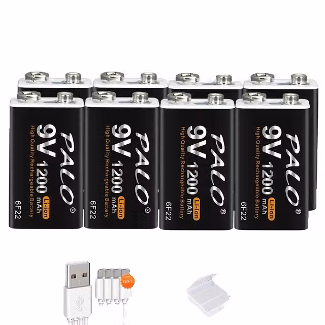 Batteria ricaricabile da 9 V, capacità 1200 mAh, ricarica USB, 9 V, 8 batterie da 9 V