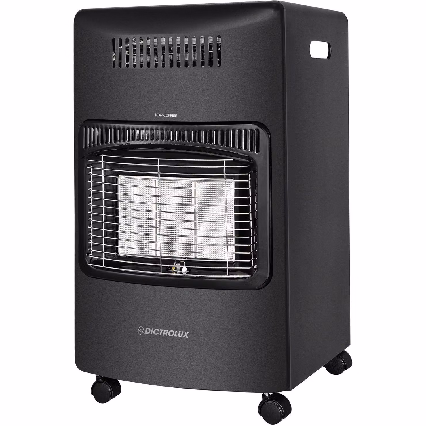 Stufa 2 in 1 DICTROLUX Kaloryan con funzionamento doppio Gas 4200 Watt ed Elettrico 1500 Watt Termoventilato in metallo e ceramica, colore nero, L/P/H: 73 x 38 x 42 cm