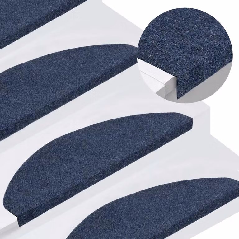 vidaXL Tappetini Autoadesivi per Scale Antiscivolo e Fonoassorbenti, 15 Pezzi, Blu, L 65 x P 22,5 x H 3,5 cm