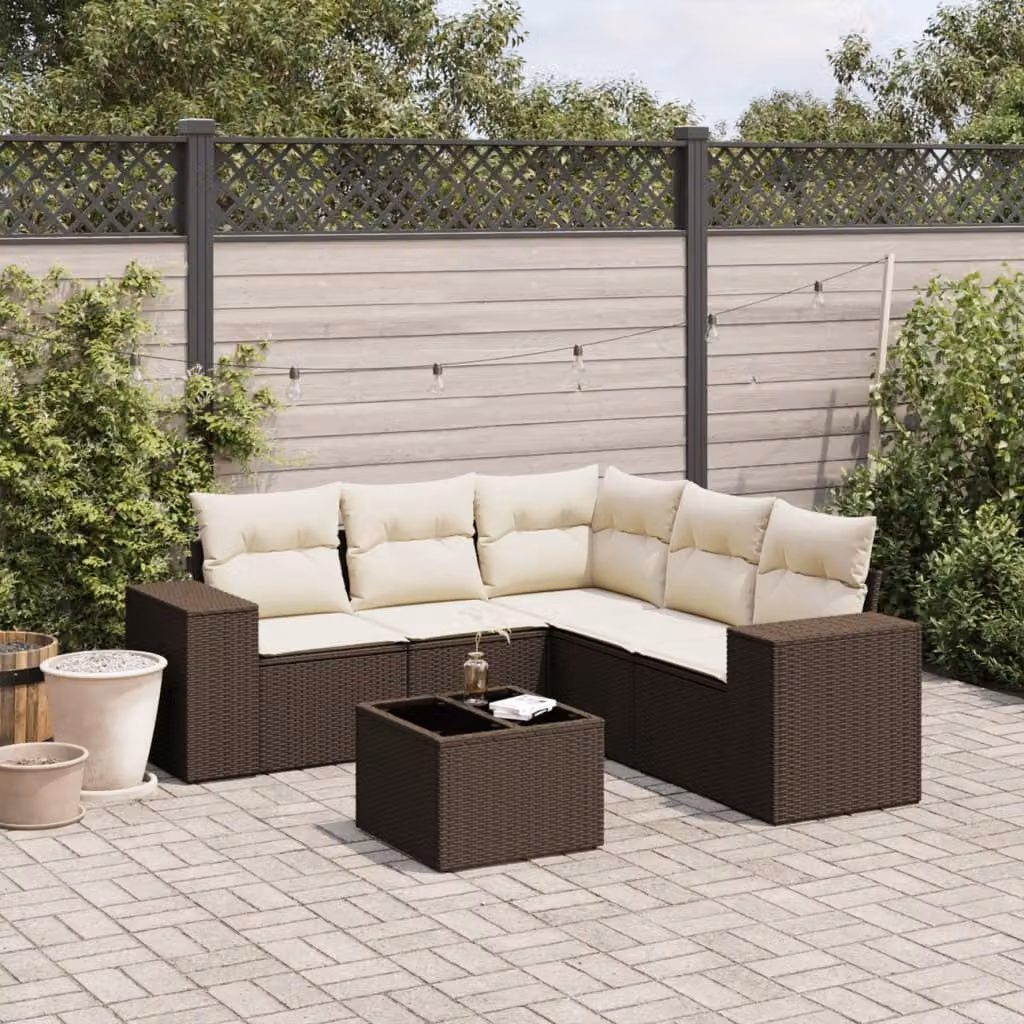Maison Exclusive - Set Divano da Giardino 6 pz con Cuscini Marrone in Polyrattan