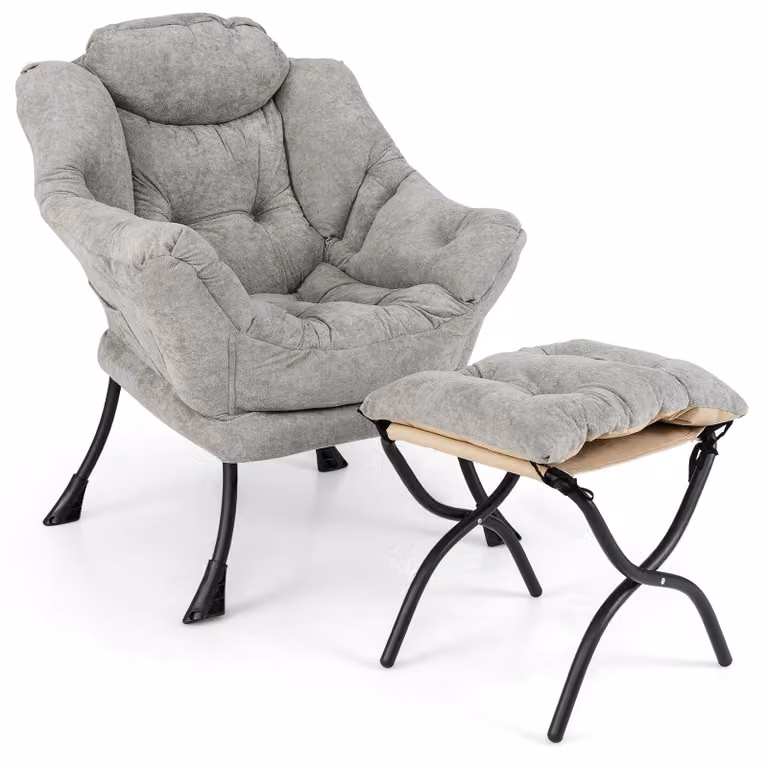 Poltrona COSTWAY con poggiapiedi, poltrona reclinabile con braccioli, tasca laterale e poggiapiedi reversibile, poltrona lounge, poltrona da TV, poltrona a orecchie imbottita