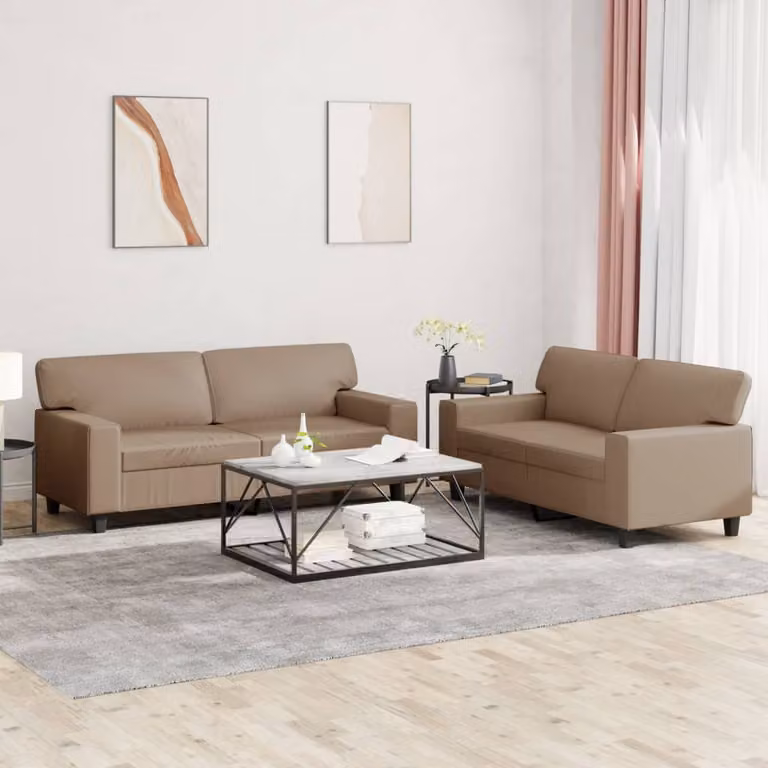 Set di 2 divani vidaXL in similpelle color cappuccino con cuscini inclusi per il tuo soggiorno