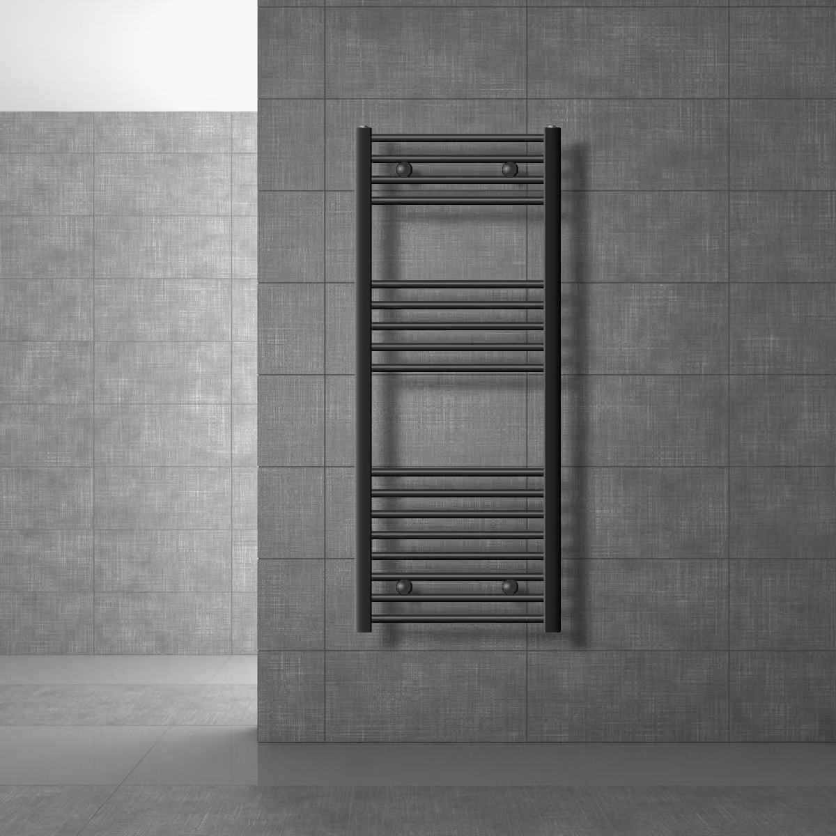 LuxeBath radiatore bagno Sahara, 500x1200 mm, antracite, curvo con attacco laterale, senza elemento riscaldante