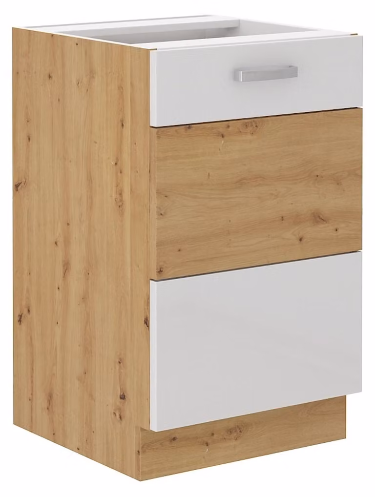 Lavello 50 cm rovere Artisan + mobile cucina bianco lucido Blocco cucina