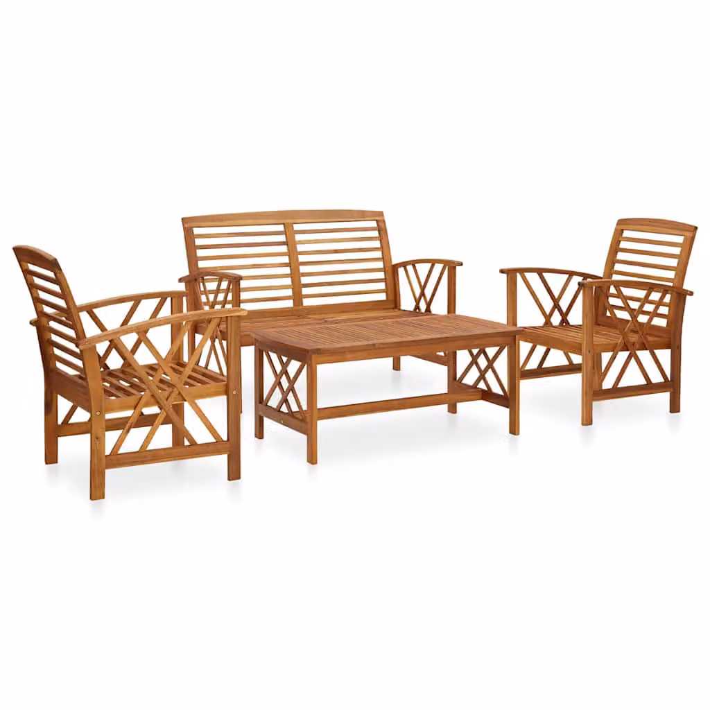 Set da giardino moderno vidaXL in legno di acacia marrone composto da 4 pezzi con poltrone lounge e tavolino da caffè