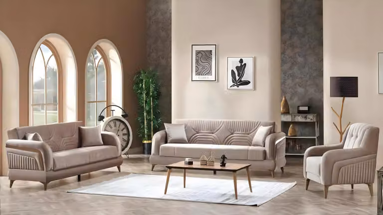 Möbel Wohnzimmer Sofagarnitur 3+3+1 Sitzer Moderne Sofas Komplett