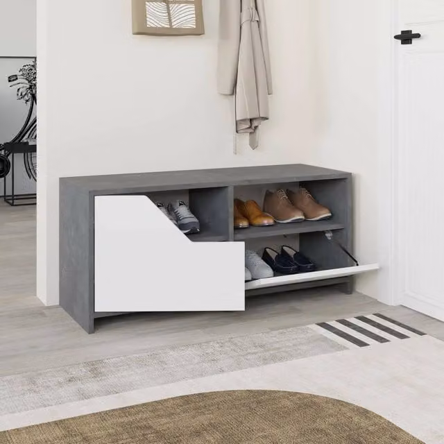 Mobile Portascarpe Berto, Scarpiera 8 Paia, 105x37x47h cm Grigio