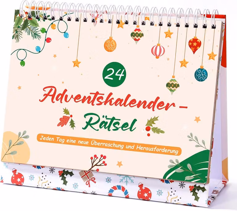 Calendario dell'Avvento con indovinelli, per adulti e bambini, ideale come regalo per Natale