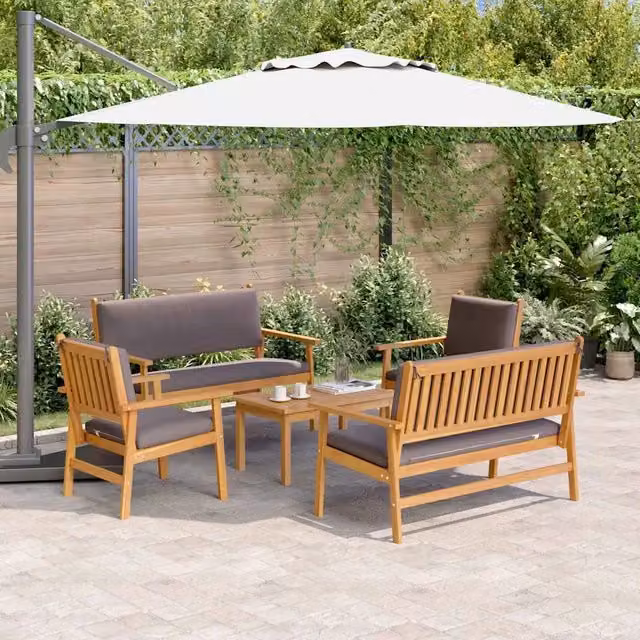 Set Divano da Giardino 5 pz 4-Numero di posti Marrone 3331814