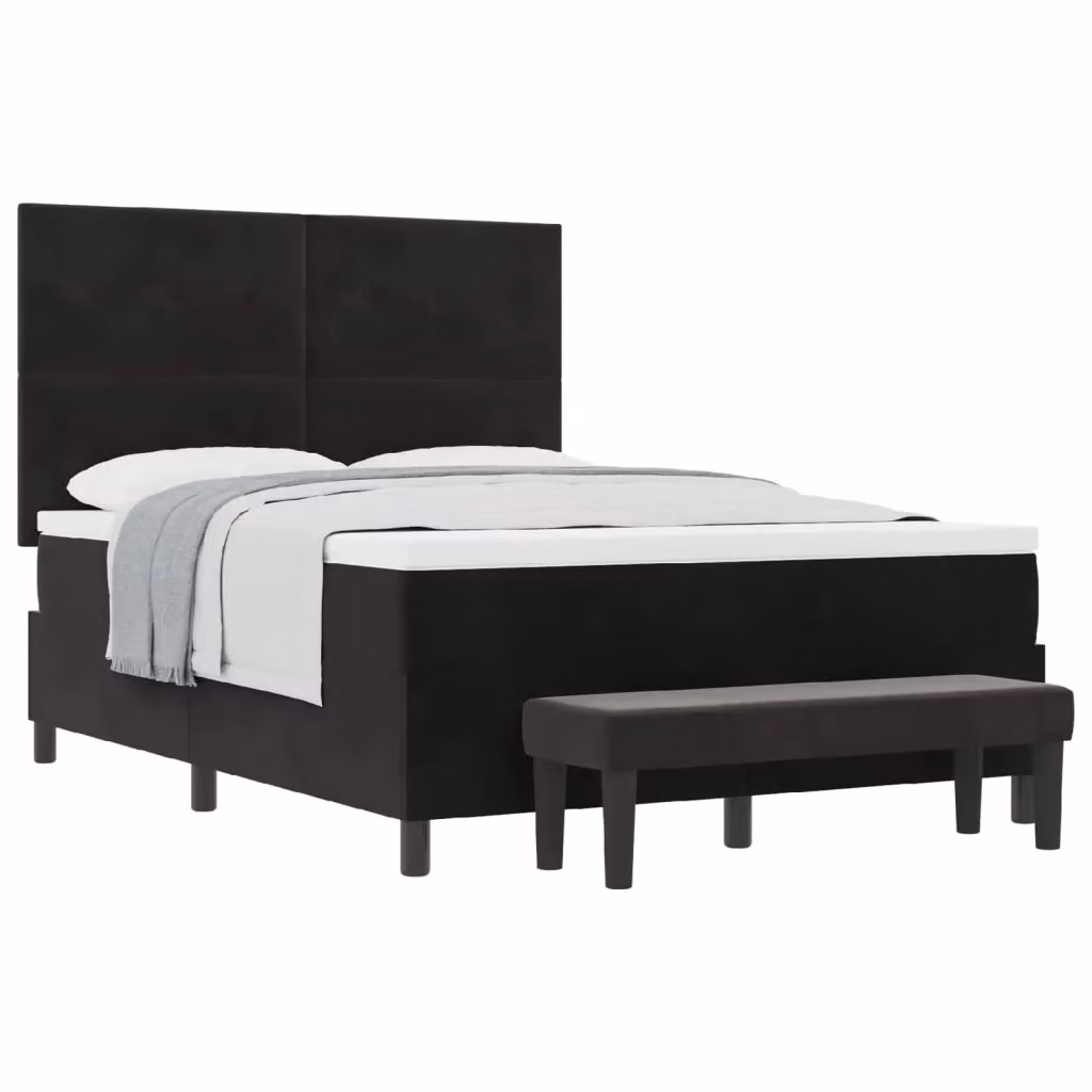 Letto a molle moderno vidaXL con testiera in velluto nero L/P: 140 x 190 cm – 2