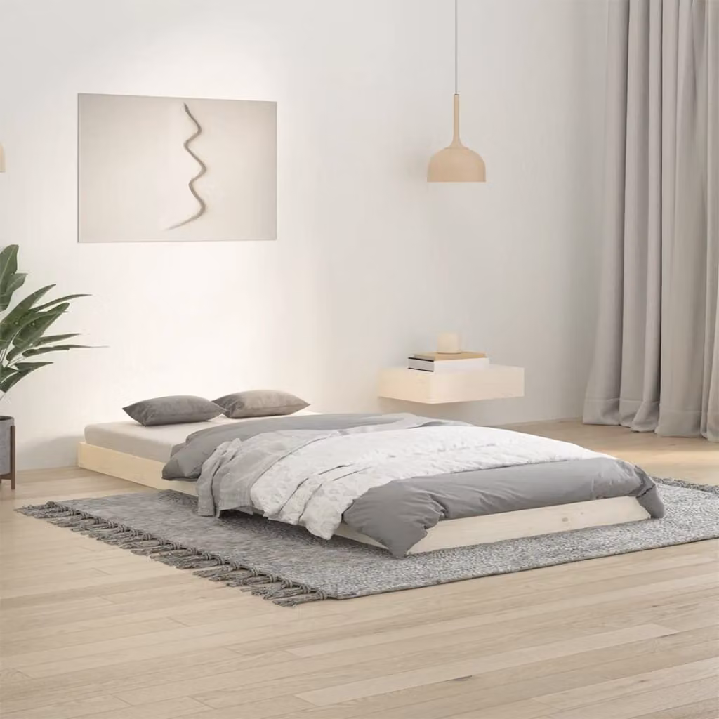 The Living Store Letto in legno massiccio bianco 90x200 cm pino