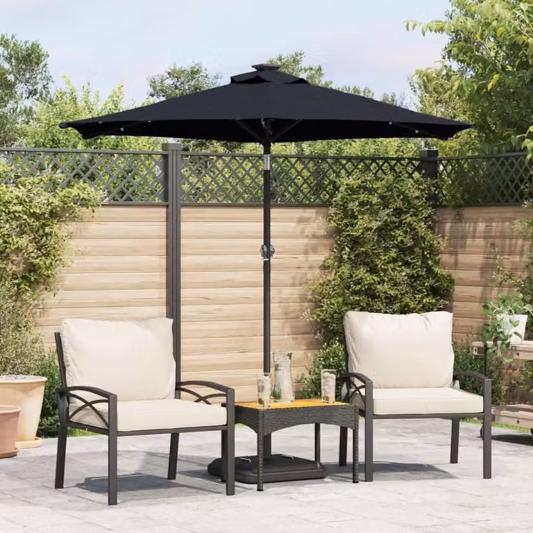 Maison Exclusive - Ombrellone con luci LED e palo in acciaio, colore nero, dimensioni 225x225x212 cm
