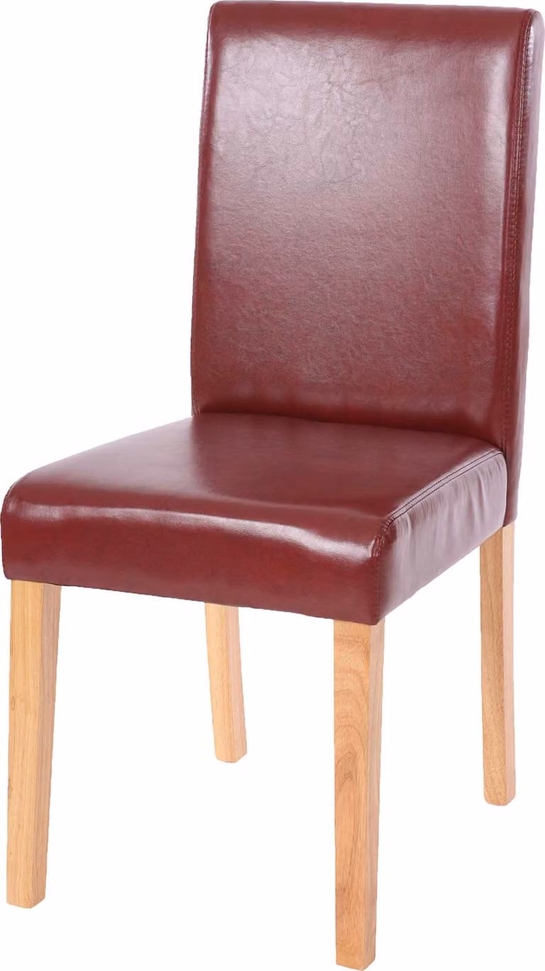 Sedia da pranzo classica e intramontabile | A x L x P 90 x 43 x 56 cm | Altezza seduta 45 cm | Pelle finta | Gambe chiare | Rosso-marrone | Sedia da cucina