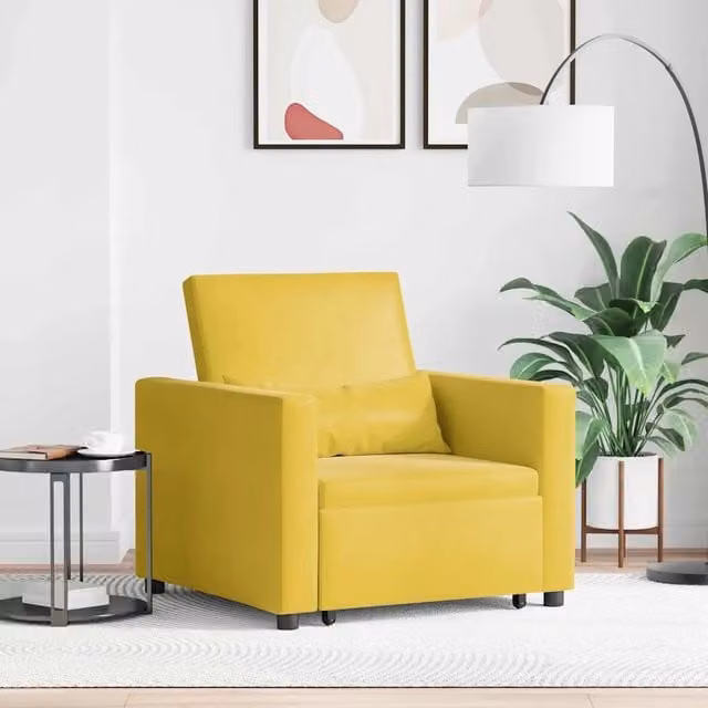 Divano letto estraibile singolo-Sofa Letto-Daybed Giallo 90 x 165 x 87 cm Velluto
