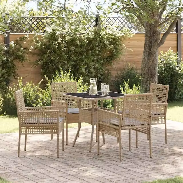 Set da Pranzo per Giardino 5 pz Beige polyrattan 3334930