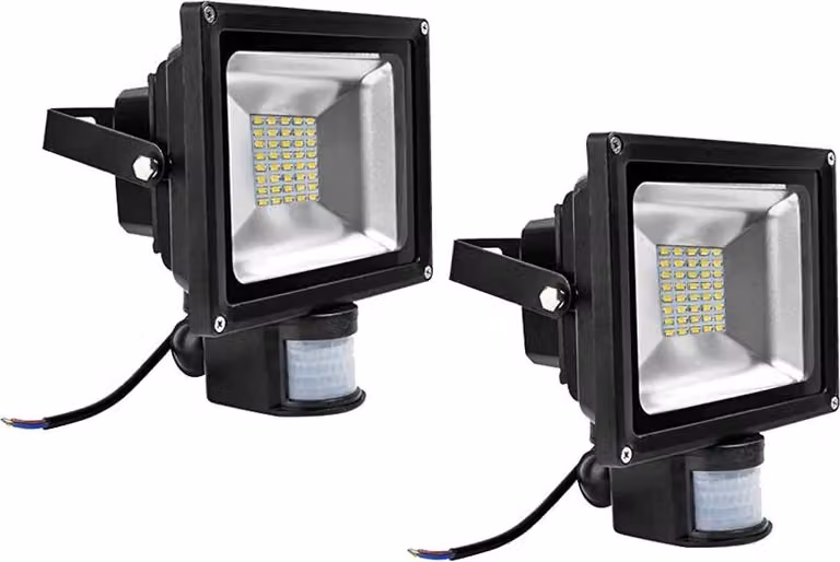 Greenmigo 2 pezzi, faretti LED SMD da 30 W, proiettori da esterno con sensore di movimento PIR, impermeabili IP65, corpo in alluminio, colore nero, luce bianco caldo, alimentazione CA 85 ~ 265 V