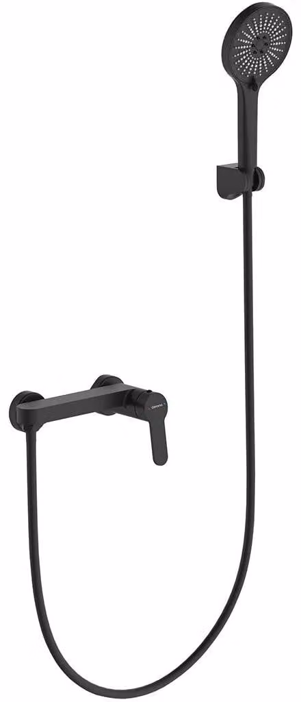 CERANO - Miscelatore a parete per doccia Velea con accessori - nero opaco