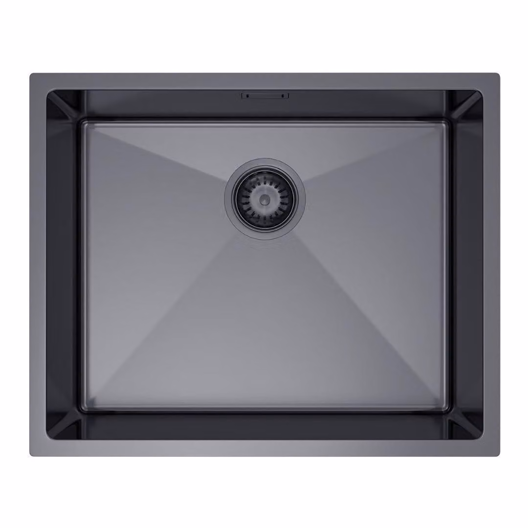 VBChome Lavello da incasso 54x44 cm in acciaio inossidabile color grafite Lavello da cucina Lavello da incasso a vasca singola senza sgocciolatoio Profondità 21 cm Lavello da 60 cm in su Mobile base