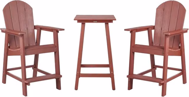 Set da giardino Bistro Bar Beliani con tavolo rotondo e sedie alte in stile industriale, colore rosso e bianco