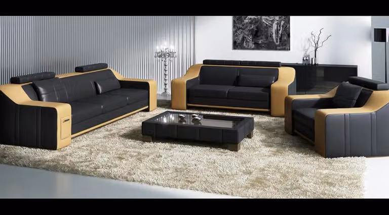 Ledersofa Couch Wohnlandschaft 3+2+1 Sitzer Garnitur Modern Sofa Garnituren