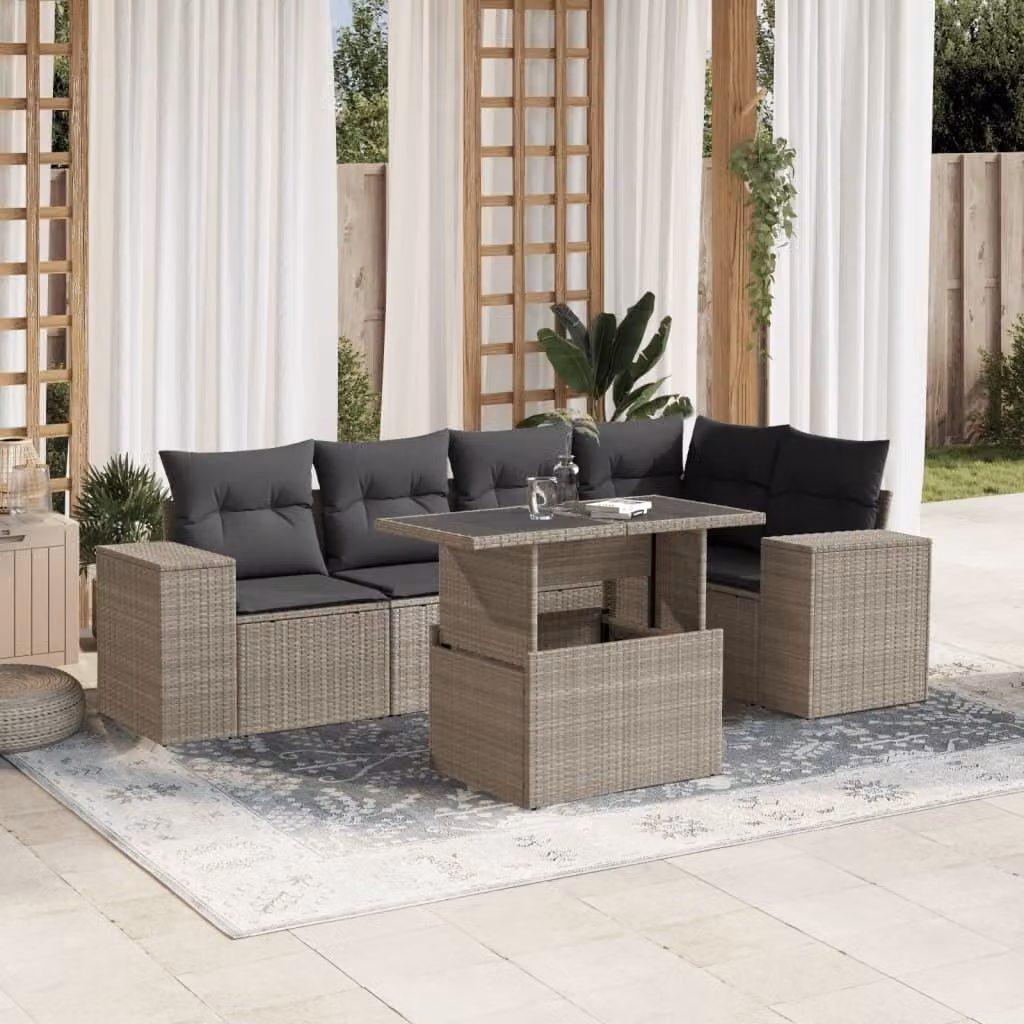 Maison Exclusive - Set Divano da Giardino 6pz con Cuscini Grigio Chiaro Polyrattan