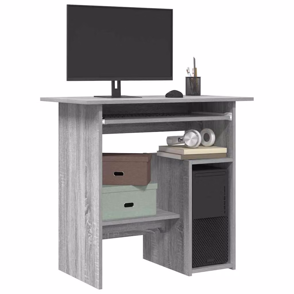 Scrivania da computer moderna vidaXL in legno grigio, L: 80 cm, P: 45 cm, H: 74 cm