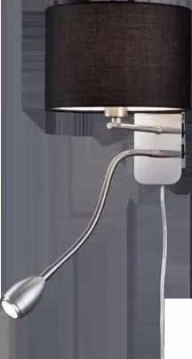 Applique a parete Trio Leuchten GD Trio in metallo nero con LED flessibile e lampadina inclusa