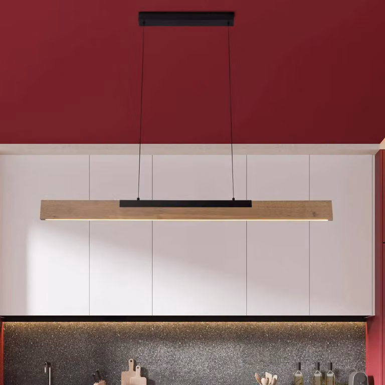 Näve Lampada a sospensione Wilma, dimmerabile, Legno chiaro, Soggiorno / Sala da pranzo, Legno, Moderno, Lampada a sospensione