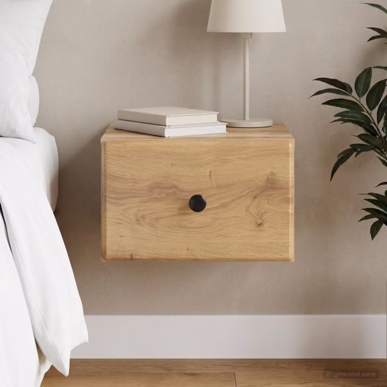 vidaXL Mobiletto da notte a muro in stile classico, colore marrone, L 34,5 cm x P 33 cm x H 20 cm