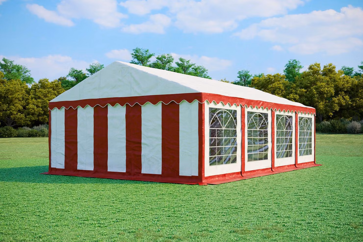 Tenda per feste 5x8 metri, PVC PREMIUM, 500 g/m² - Rosso e bianco + OMAGGIO