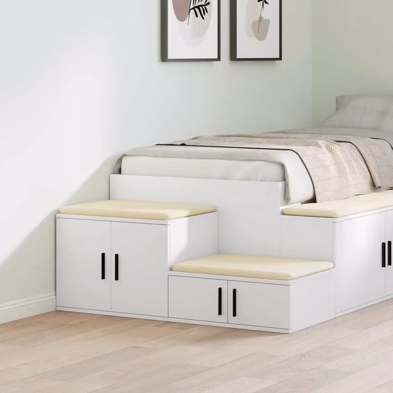 Set di 2 armadi vidaXL bianchi in legno MDF con ante a battente e ripiani interni, L 108 x P 41 x H 40 cm