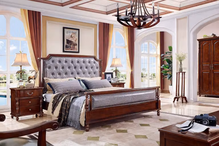 Luxus Schlafzimmer Bett Doppelbett Holz Polster Betten Doppel Bettrahmen