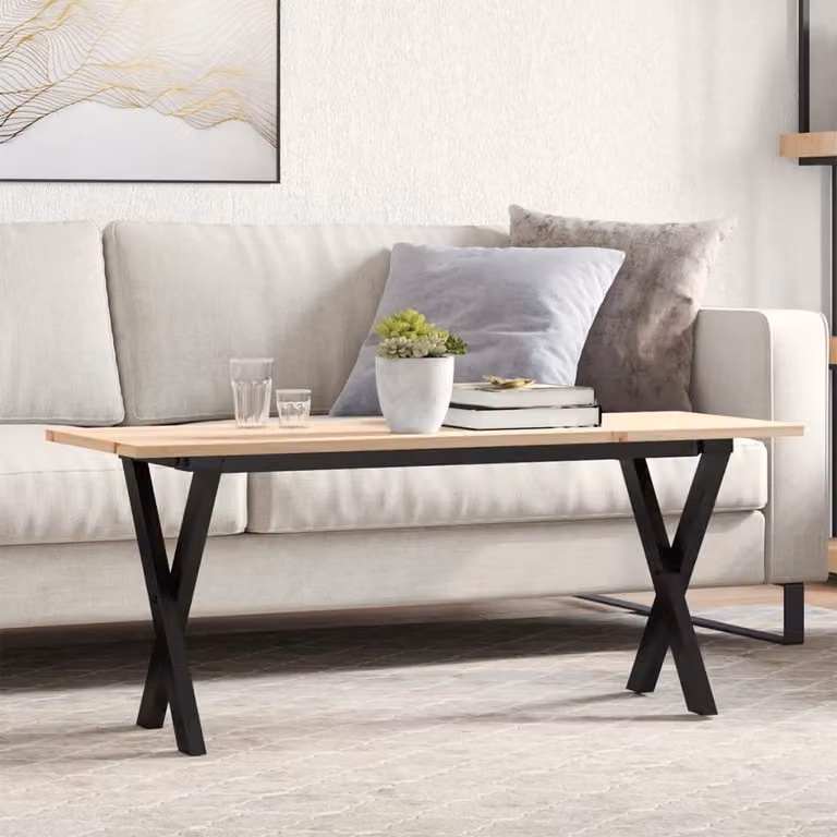 Maison Exclusive - Tavolino Salotto Telaio a X 110x40x45 cm Legno Pino e Acciaio