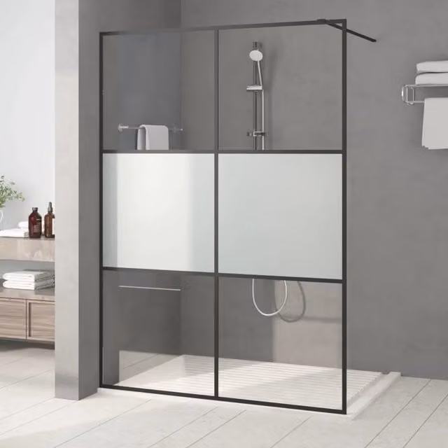 Parete Doccia Walk in vidaXL in Vetro Semi Smerigliato, L: 140 cm, H: 195 cm