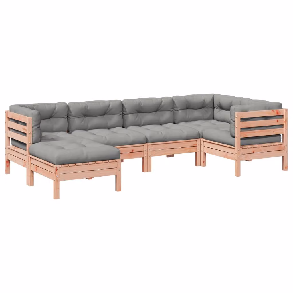 Set Divani Giardino 6 pz Cuscini Legno Massello Abete Douglas