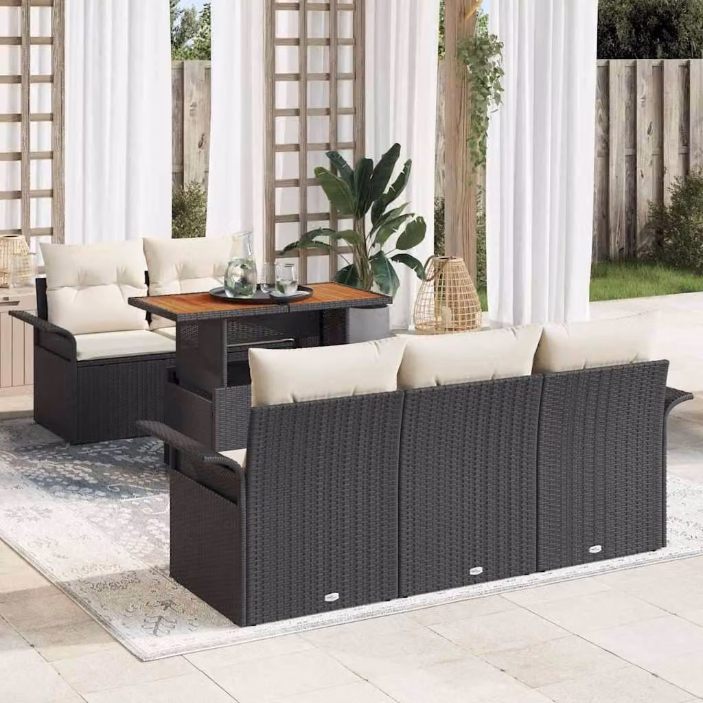 Maison Exclusive - Set da giardino composto da 6 pezzi, divano in rattan sintetico nero