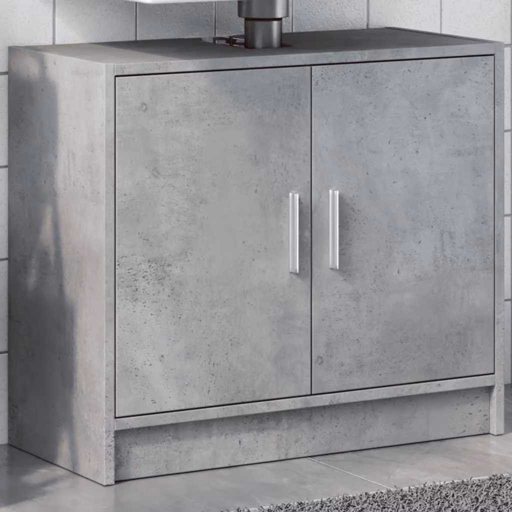 Lavabo Mobile vidaXL Grigio Cemento in Legno Multistrato L: 63 cm, P: 29 cm, H: 55 cm