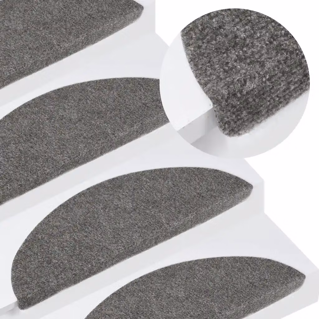 vidaXL Set di 10 Tappetini Autoadesivi per Scale Antiscivolo e Fonoassorbenti, Colore Grigio, L 56 cm x P 17 cm x H 3 cm