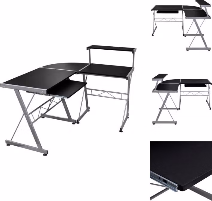 vidaXL Scrivania angolare nera 132x112x99 cm in legno - Scrivanie